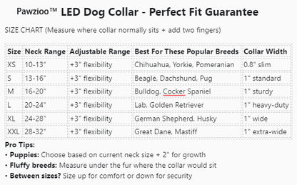 Pawzioo™ High-Brightness LED Dog Collar – Durable & Rechargeable