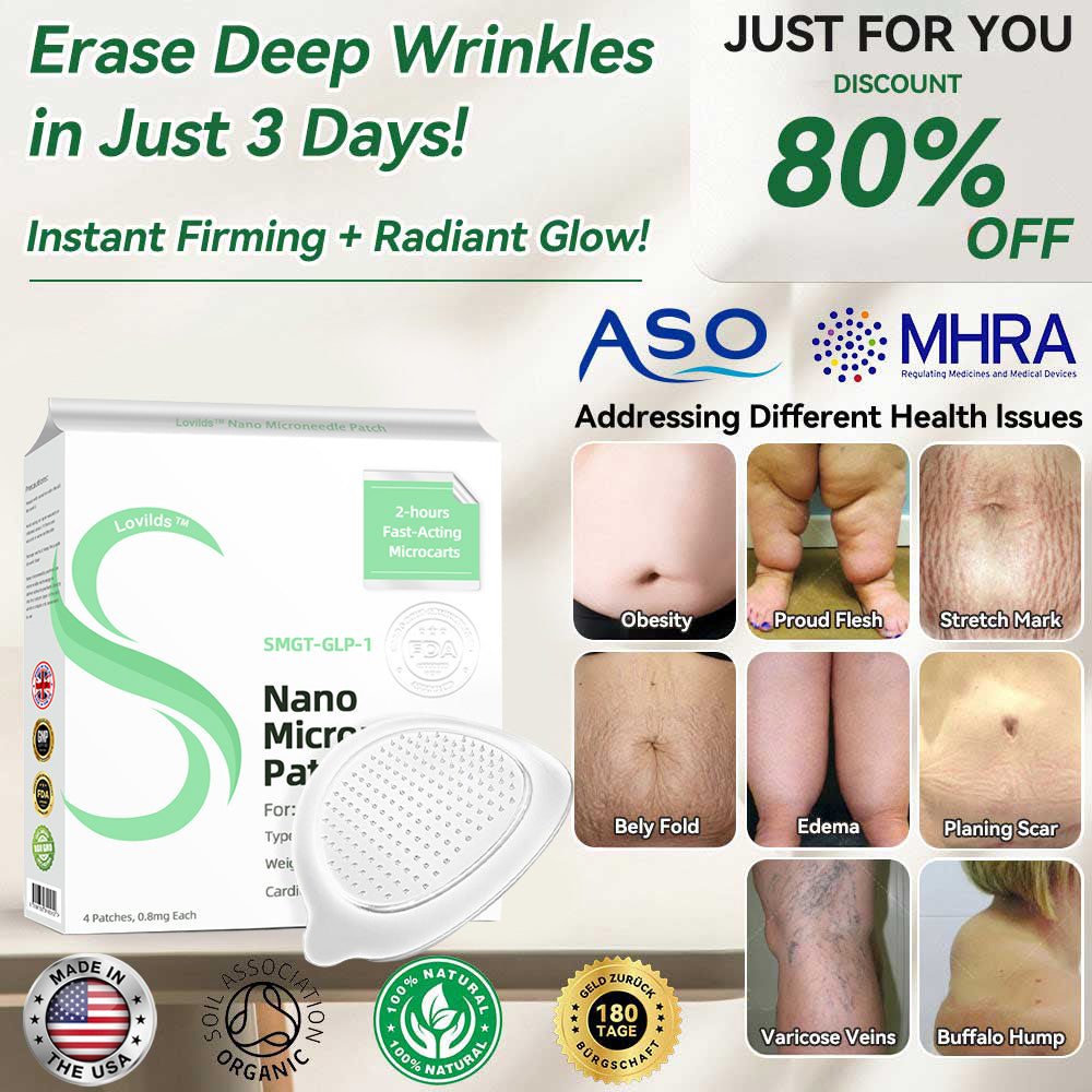 🌿 LOVILDS™ SMGT-GLP-1 Nano Microneedle Patch – 24-Hour Pain-Free Weight Loss & Blood Sugar Control 💪✨