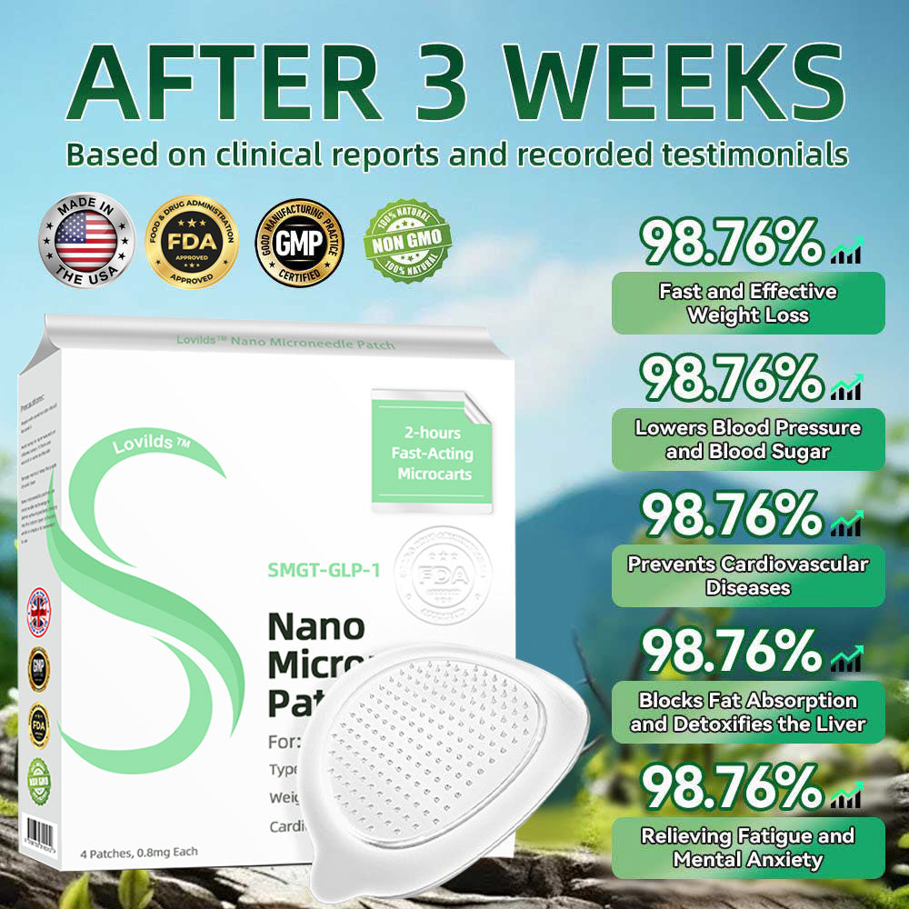 🌿 LOVILDS™ SMGT-GLP-1 Nano Microneedle Patch – 24-Hour Pain-Free Weight Loss & Blood Sugar Control 💪✨