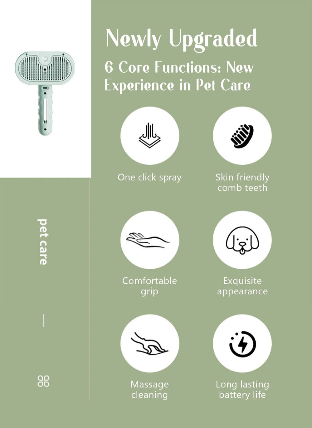 Pawzioo® LuxeSpray Pet Grooming Brush